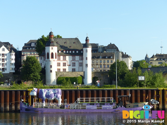 FZ016137 Giant Milka cow on Mosel in Koblenz